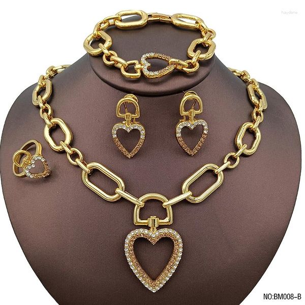 Gli orecchini della collana hanno placcato l'oro 18k India per il regalo della festa nuziale a forma di cuore delle donne Commercio all'ingrosso