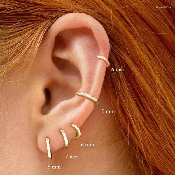 Çember küpeler moda 2 adet kadınlar için minimal kristal zirkonya küçük huggie ince kıkırdak küpe tragus piercing takı 2023