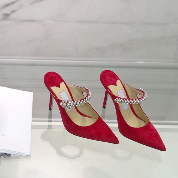 En Kaliteli Kriyatal Rhinestones Sandals Bing Mules Flats Stilletto Topuklar Patene Deri Kıyafet Düğün Ayakkabıları Kadın Lüks Tasarımcıları Fabrika Ayakkabı