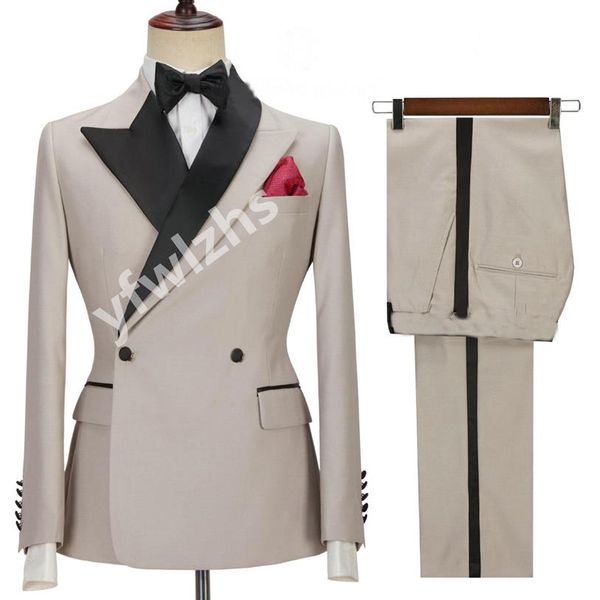 Clássico smoking de casamento com lapela pico terno masculino de duas peças formal de negócios jaqueta masculina blazer noivo smoking casaco calças 223t
