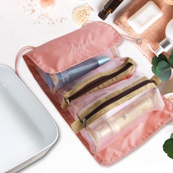 Sacos de cosméticos casos pendurados organizador de maquiagem roll-up 4 em 1 bolsa de maquiagem dobrável bolsa de higiene para viagem bolsa de cosméticos organizador maquillaje 230808