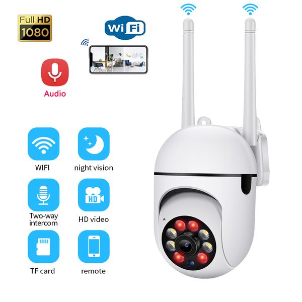 A7 Telecamera WIFI 1080P HD Telecamera IP wireless esterna CCTV P2P Pan Telecamere di sicurezza di rete Moniton Tracking PTZ Mini Cam Videosorveglianza Visione notturna DHL