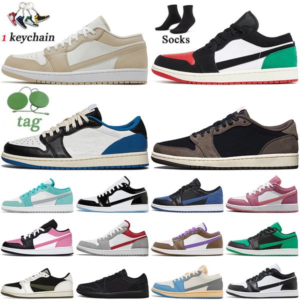 Jumpman 1 Low Basketball Shoes Zion Williamson Voodoo 1s Pinksicle Black Phantom Reverse Mocha Womens Homens Treinadores Cinza Escuro Mochas Panda Criado Toe Sports Sneakers