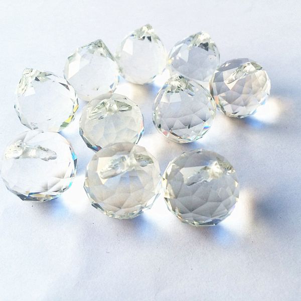 Prisms Free Rings 10pcslot 20mm Clear Faceted Balls K9 Crystal Chandelier Parts Prism Suncatcher Hanging Pendant Decoration Wedding 230807