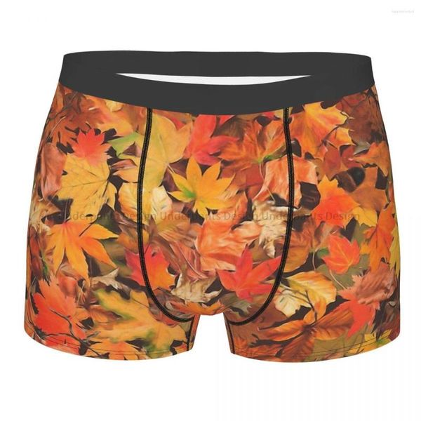 Mutande Pittura a olio Foglie d'autunno Mutandine di cotone Intimo da uomo Pantaloncini comodi Boxer