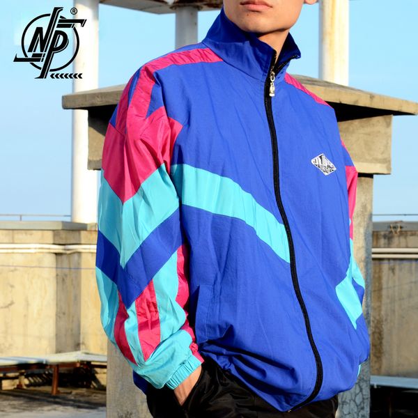 Erkek ceket Japon vintage patchwork spor ceket erkekler büyük boy y2k fermuar yukarı retro rüzgar kırıcı sokak giysisi unisex hafif ceket 230808