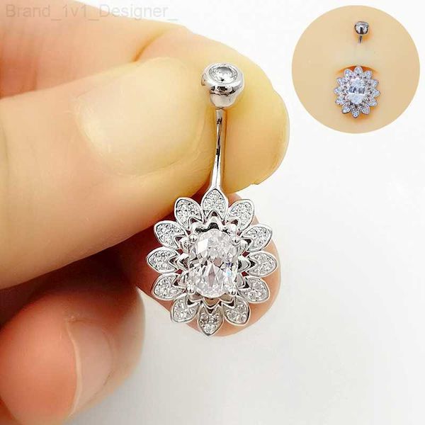 925 Gioielli piercing per piercing all'ombelico in argento sterling CZ Belly Botton Ring Body Jewelry 1pcs L230808