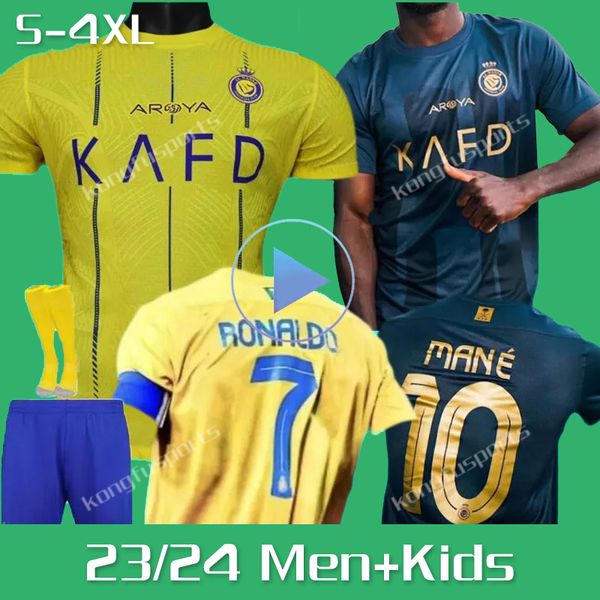 Xxxl 4xl 22 23 24 Al Nassr FC Soccer Jerseys Ronaldo Mane Fofana Brozovic Away 2023 2024 CR7 GONZALO MARTINEZ TALISIS