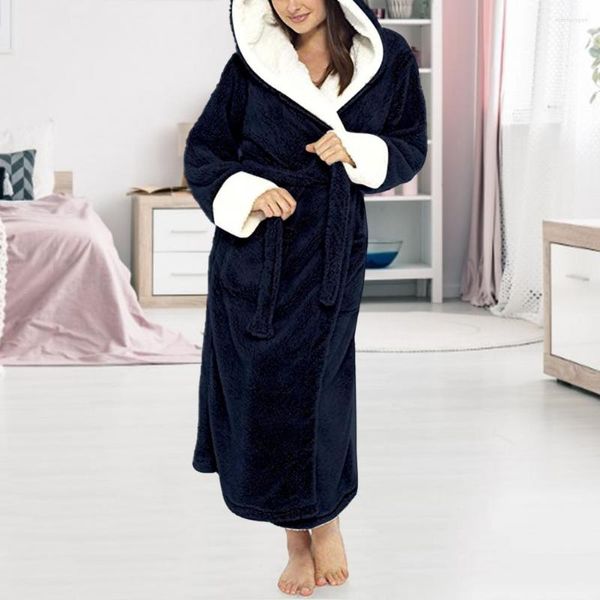 Pijamas femininos Loungewear Trendy Plus Size Cintura justa Outono Inverno Roupão de banho macio Camisola feminina de pelúcia para casa