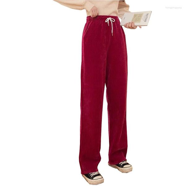 Pantaloni da donna Pantaloni larghi in ciniglia Pantaloni da donna autunno inverno a vita alta bianchi cachi rossi neri pantaloni dritti casual in velluto a coste