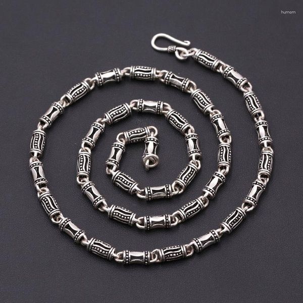 Цепочки мода S925 Серебряное серебряное серебряное ретро -личность Полая цилиндрическая костная цепь Мужчины и женские ожерелье