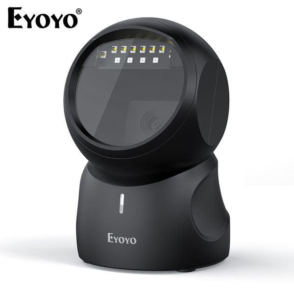 Scanners Eyoyo 2D QR Screen Scanning Platform Scanner com Autosensing Omnidirecional Handsfree 1D Desktop Leitor de Código de Barras para POS Mall 230808