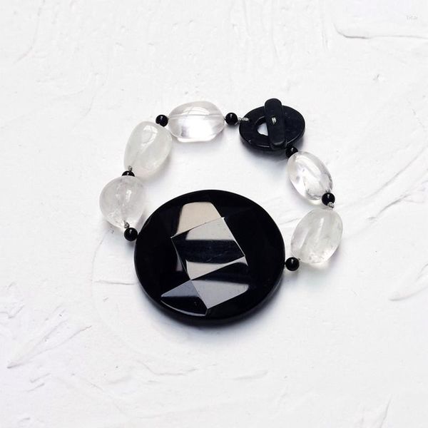 Strand Lii Ji Preto e Branco Pulseira Mulheres Jóias Presente Estoque Venda Cristal de Quartzo Cerâmica Ônix