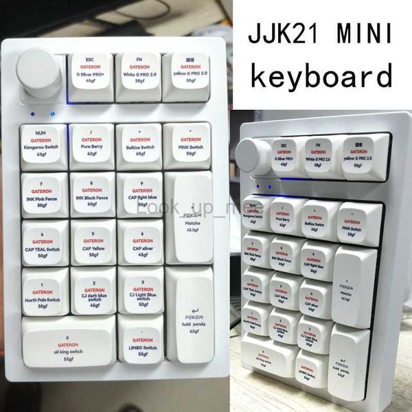 FEKER JJK21 Mini tastiera meccanica 3Modes PAD Tastierino numerico USB/Bluetooth/2.4GHz Illuminazione RGB 20Tasti e 1Konb Bianco Nero HKD230808