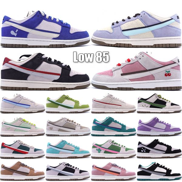 Low 85 Men Women Running Shoes Camurça Double Designer Trainers Sail Laranja Neptune Verde Panda Clorofila Cinza Nevoeiro Tênis Outdoor Tamanho 36-45