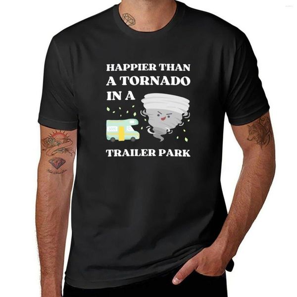 Herren Tanktops Happier Than A In Trailer Park T-Shirt Anime T-Shirt Mann Schwarze Hemden für Männer