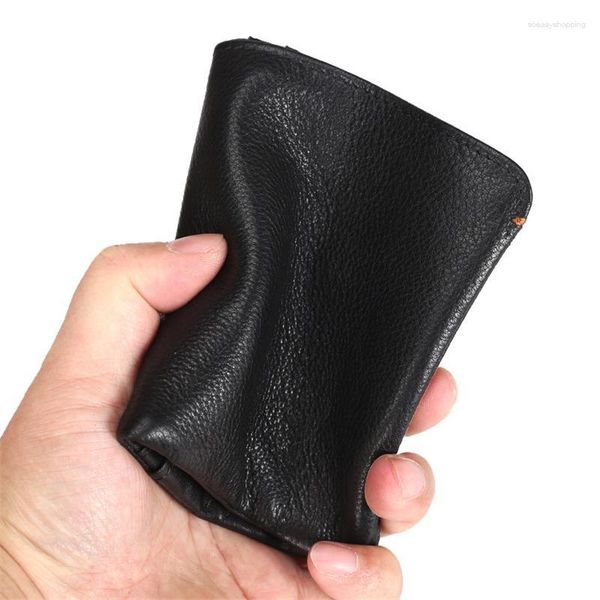 Portefeuilles Super doux hommes portefeuille en cuir véritable ultra-mince mode sac à main court pour homme cadeau d'anniversaire mari carte d'identité