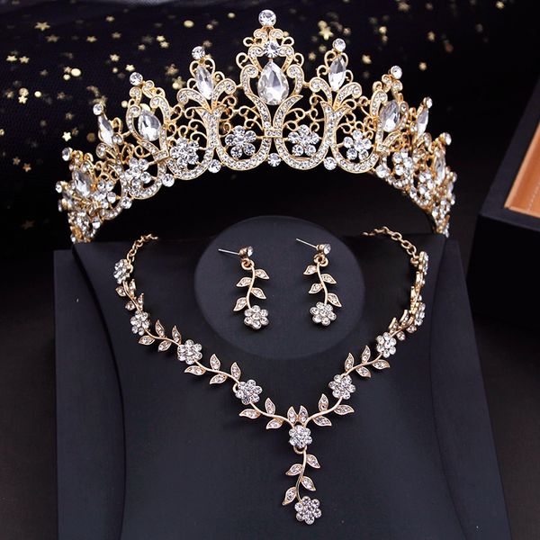 Hochzeit Schmuck Sets Luxus Krone Braut für Frauen Tiaras Set Halsband Halskette Ohrring Prom Braut Kostüm Zubehör 230808