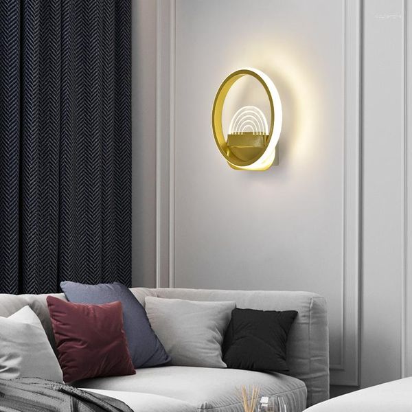 Lampada da parete moderna ed elegante LED ferro acrilico oro nero luci per soggiorno camera da letto corridoio corridoio comodino luce decorativa