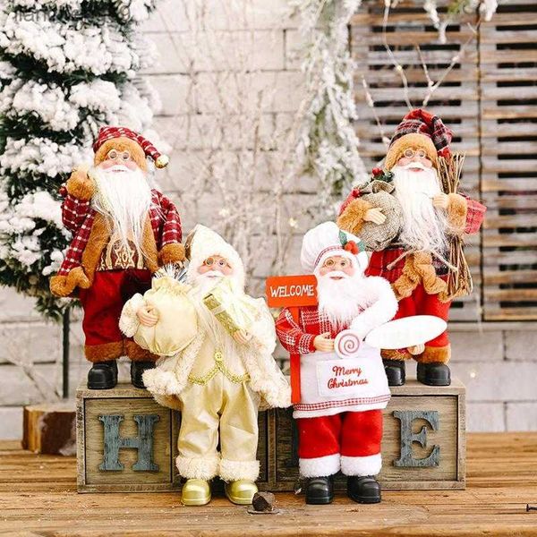 Natal Papai Noel em pé Ano Novo Adorável Gnomo de Natal Feito à Mão Estatuetas de Papai Noel Ornamentos Acessórios para Árvores L230620