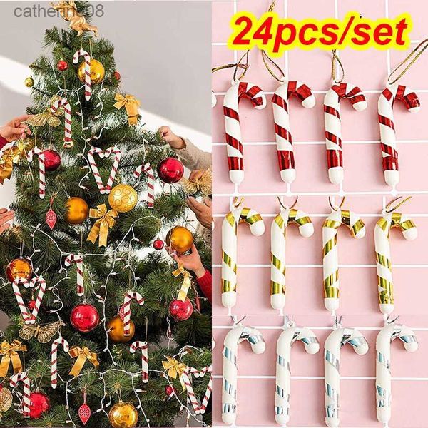 12/24 Stück Weihnachten Acryl Zuckerstangen Sweety Weihnachtsbaum hängen DIY Handwerk Ornamente für Festival Home Dekoration L230621