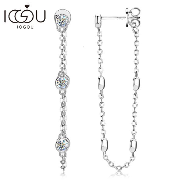 Stud IOGOU Drop Station Orecchini m D Color Diamond Catena lunga per donna Argento 925 reale 2023 Gioielli di tendenza 230808