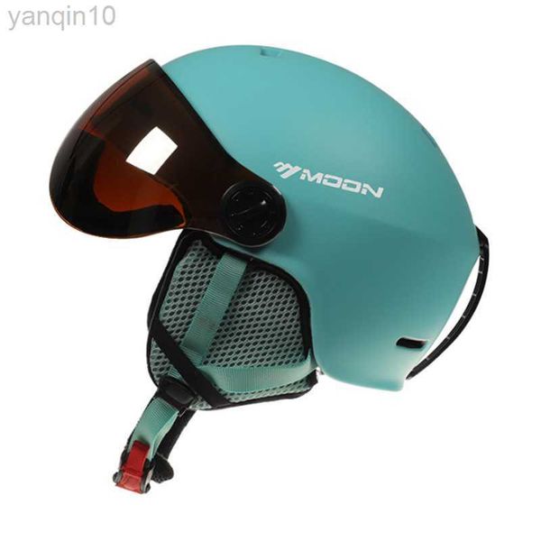Гразовые шлемы лунные лыжные шлемы Goggles Интегрально одетые ПК+EPS Высококачественный лыжный шлем на открытом спортивном лыжном лыжном лыжном лыжном лыжном сноуборде шлемы HKD230808