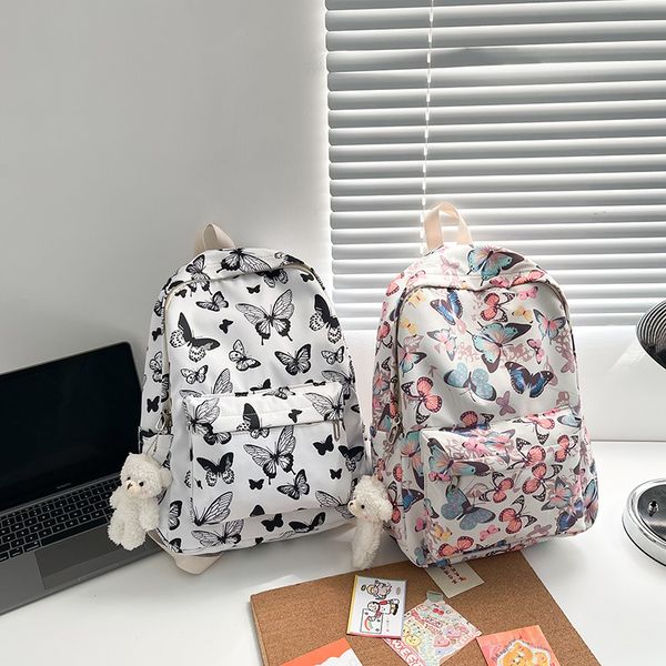 2023 koreanische Casual Schmetterling Rucksack Hohe Mittelschule Universität Student Nylon Rucksack Ohne Anhänger Reise Lagerung Tasche