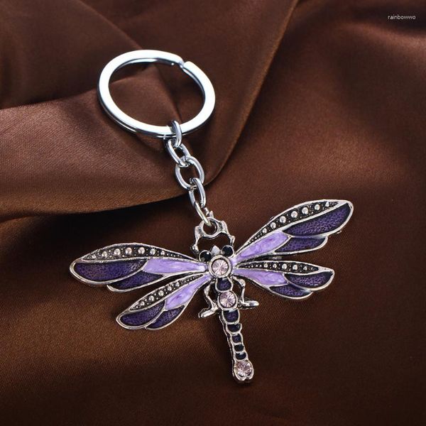 Schlüsselanhänger Bunte Mikro-Inlay-Strass-Libellen-Schlüsselanhänger, einfache Mode, geometrische Ornamente, Schlüsselanhänger, Taschenzubehör, Geschenke
