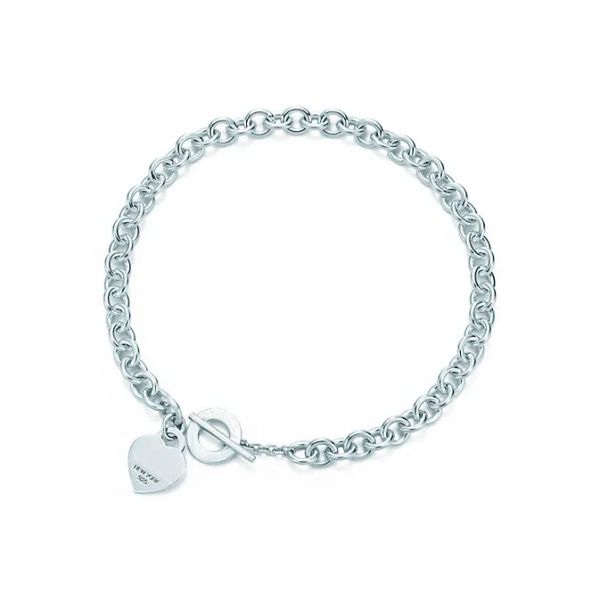 Tiff Designerschmuck Herzförmiger Kreuzschlüssel 925 Sterling Silber Halskette Armband Damenschmuck Modische einfache Memorial Day Hochzeit Party Halskette Tiff