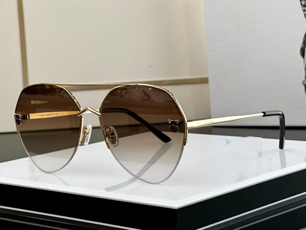 Carti -Brille Herren Sonnenbrille Designer Geparden Serie Hochqualität Zwei Farbbeschichtung großer Blatt Typ Panthere gutaussehende weibliche übergroße Madam Eyewear Frauen