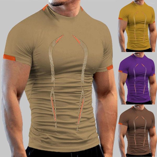 Herren-Freizeithemden, atmungsaktiv, Sport-Top, Hemd, eng anliegend, kurzärmelig, modische Bluse, tailliertes T-Shirt für Herren, Packung