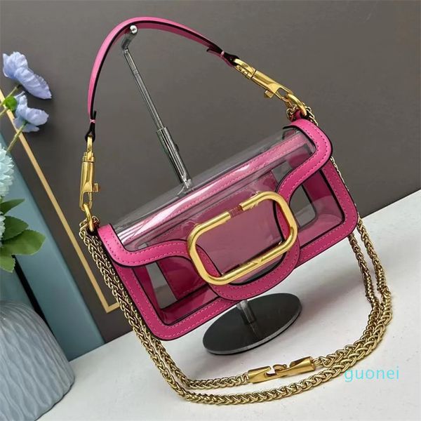 Designer -Bolsas crossbody transparentes mini totes Bolsa feminina Clamshell bolsa de ombro corrente diagonal Mochila Mensageiro Couro fivela magnética Parede