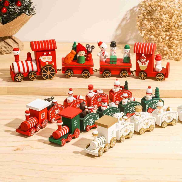 Enfeites de natal de trem de madeira/plástico decoração de feliz natal para casa 2023 presentes de natal noel natal navidad ano novo 2024 l230620