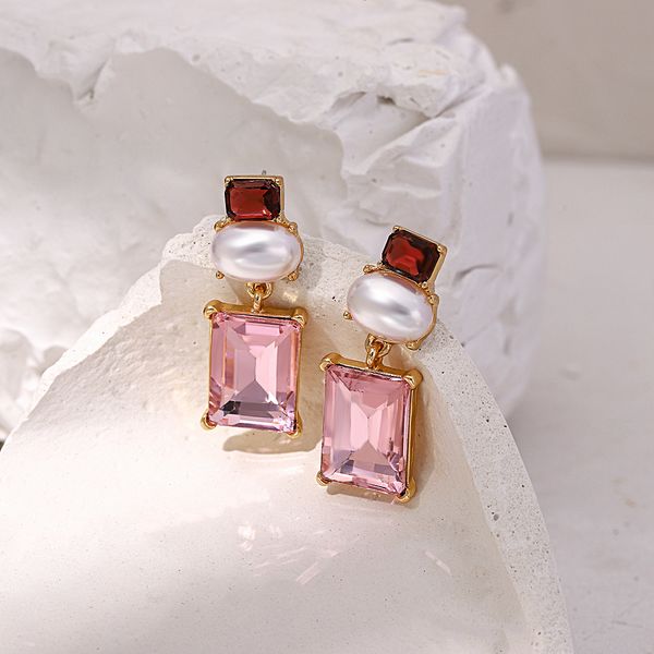 Araña colgante AENSOA moda mujer Color rosa grandes pendientes colgantes de cristal acrílico declaración pendientes para mujer Brincos joyería 230808