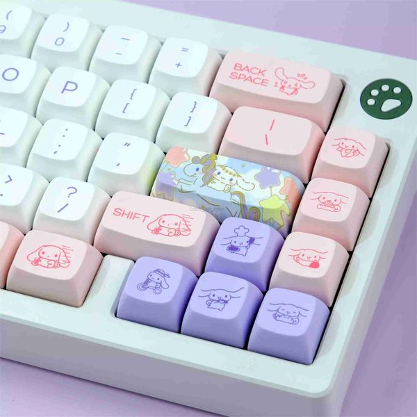 149 Teclas Cute Dog Keycaps PBT Dye Sublimation XQ1 Height Like XDA Purple Pink Color Mechanical Keyboard GK61 Anne Pro 2 HKD230808