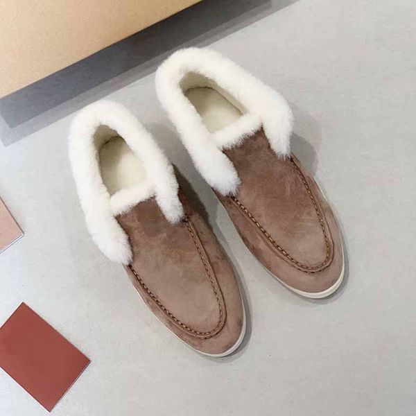 Comércio exterior LP2023 Inverno Novas Botas de Neve de Lã Botas Curtas de Couro Genuíno Masculino e Feminino com Pelúcia e Sapatos de Algodão Espessados Estilo Casal