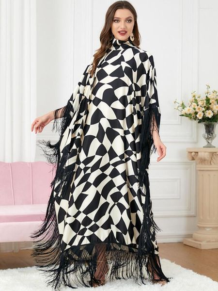 Abiti casual Donna Elegante Maxi 2023 Primavera Batwing Manica lunga Nappa Cuciture Abaya Arabo Musulmano Turco Abito da sera