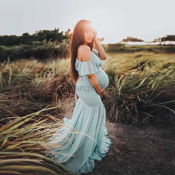 Annelik Elbiseleri Ruffles Fotoğraf çekimleri için maxi hamile elbisesi sevimli seksi annelik elbiseleri fotoğrafçılık sahne 2019 kadın hamilelik elbisesi artı hkd230808