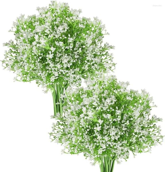 Fiori Decorativi 32 Pz Bambini Artificiali Respiro Mazzi Di Plastica Steli Di Fiori Finti Piante Gypsophila Finte