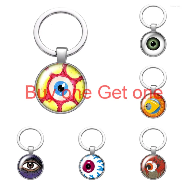 Portachiavi Punk Pupil Eye Moda Cabochon in vetro Portachiavi Borsa Car Portachiavi Portachiavi Charms Argento placcato per uomo Donna Regali