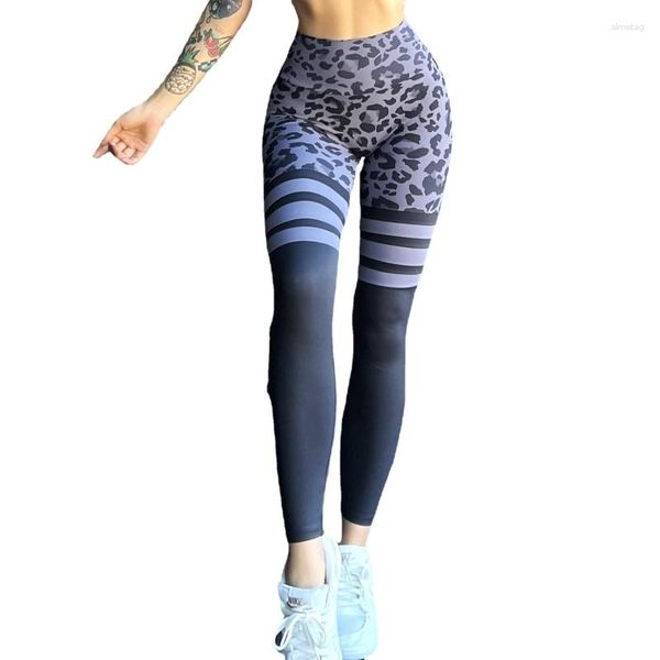 Active Pants FX Leopardenmuster Patchwork Fitness Yoga-Strumpfhose, dehnbar, atmungsaktiv, nahtlos, hohe Taille, Hüftheben und schnell trocknend, NN015