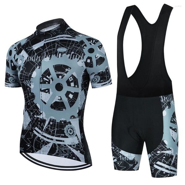 Conjuntos de corrida Ciclismo Camisa 2023 Kit Bicicleta Manga Curta Masculino Bib Shorts MTB Ropa Ciclismo Verão Roupas de Montanha