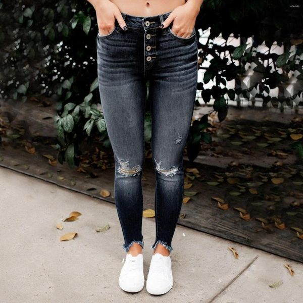 Damen Jeans Denim Hosen Skinny Kleine Füße Slim Hose Mittlere Taille Enge Weibliche Bleistift Japanische Y2k Kleidung