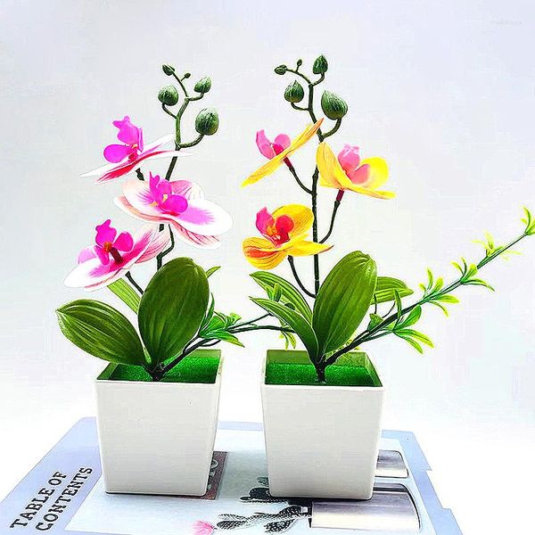 Fiori decorativi 1PC Bonsai di alta qualità Fiore finto Phalaenopsis Soggiorno Decorazione Simulazione ornamentale Artificiale