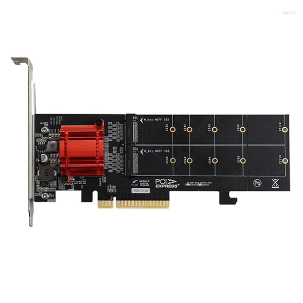 Computerkabel PCIE3.1 X8 zu Dual M.2 Festplatten-Erweiterungskarte ASM1812 Chip unterstützt NVME-Protokoll-Full-Speed-Adapter