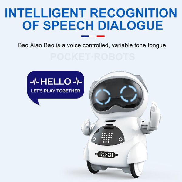 Electric/RC Mini Pocket RC Robot Talking Interactive Dialogue Singing Dancing Disual Story Roce Record RC Robot Kids Toys Gift 230808