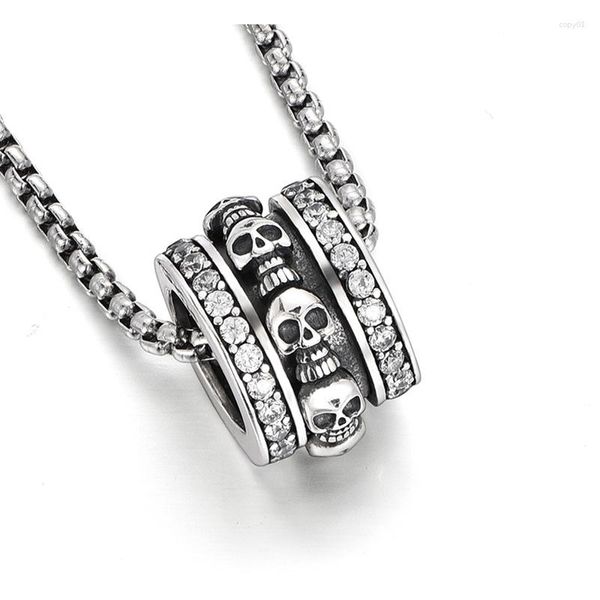 Подвесные ожерелья модный боховый череп винтажный инкрустанный циркон ожерелье мужчины готические панк -стрит подарки