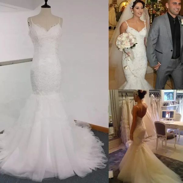 Plus Size Arabo Aso Ebi Mermaid Lussuoso abito da sposa senza spalline Applique Sparkly Immagine reale Abiti da sposa