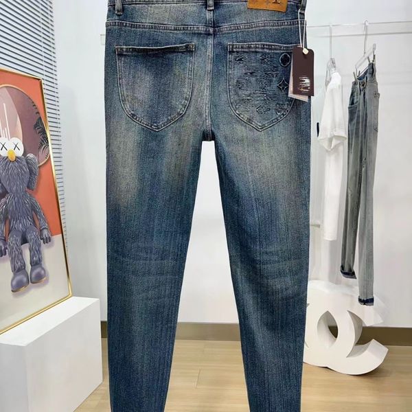 Jeans masculino Biker Jeans marca de luxo Designer calças quentes High Street Straight Jean Mens Blue Jeans Lavado Big Hole Zíper Calça Calça preta Venda como quente